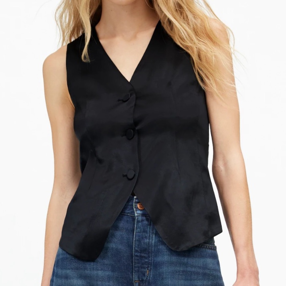 Madewell button front vest satin